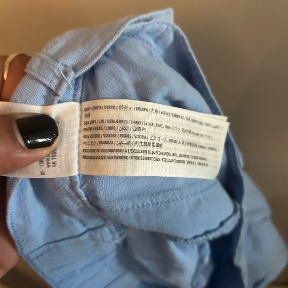 Abercrombie & Fitch Pants -  light blue linen blend button blend wide leg - Picture 10 of 13